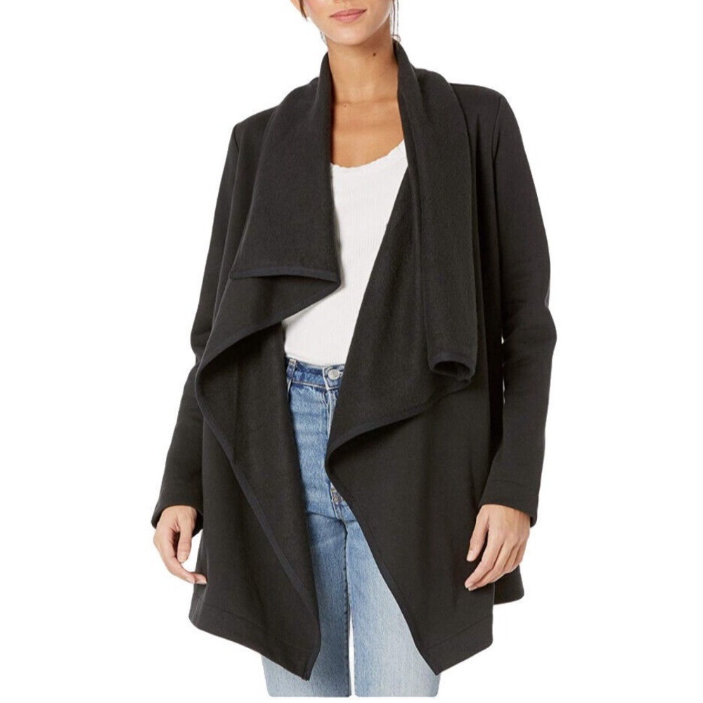 UGG Janni‎ Fleece Wrap Black Blanket Cardigan Cozy Outerwear Jacket M Boho Comfy